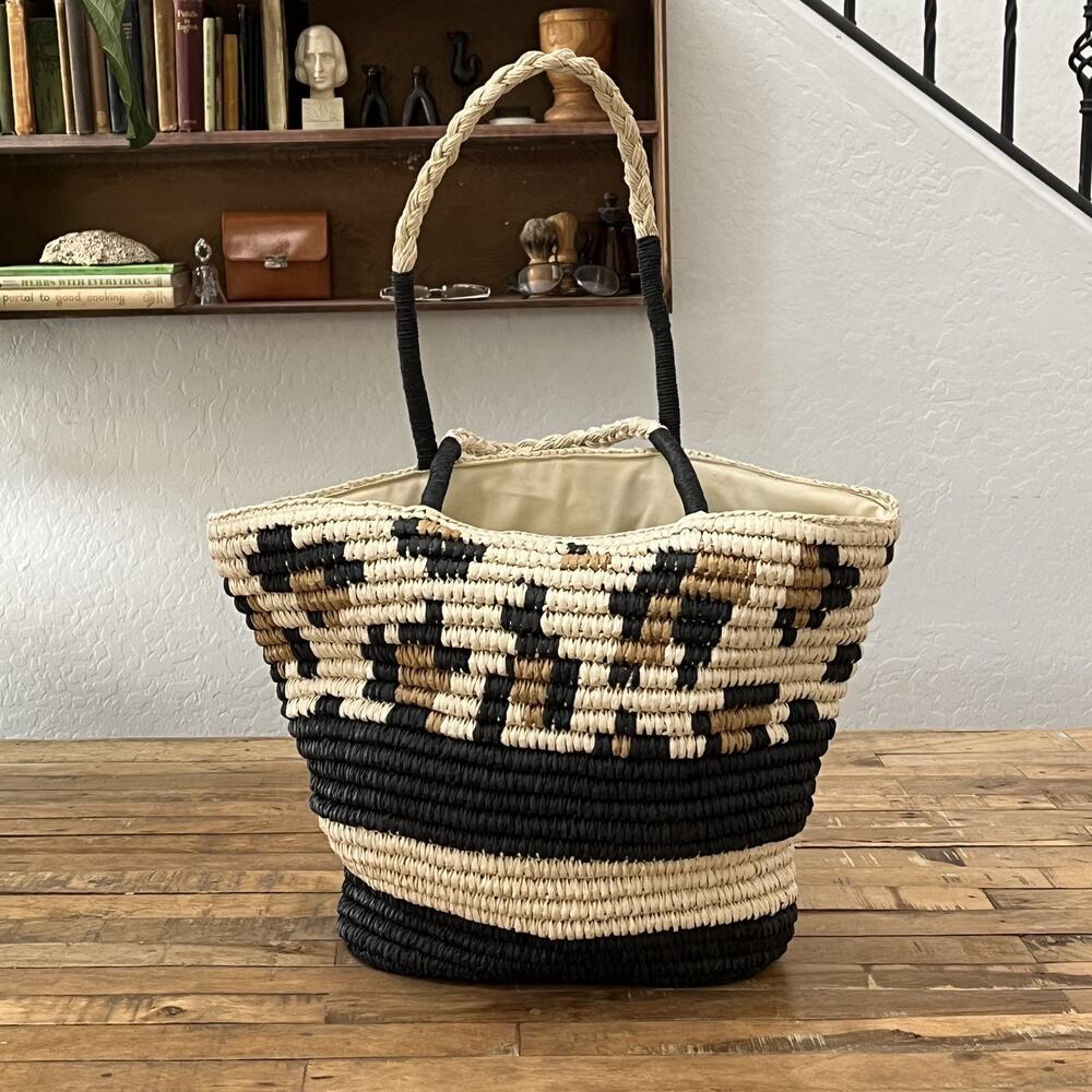 Time and Tru Black, Cream & Brown Woven Tote with Matching Wristlet - Picture 3 of 9